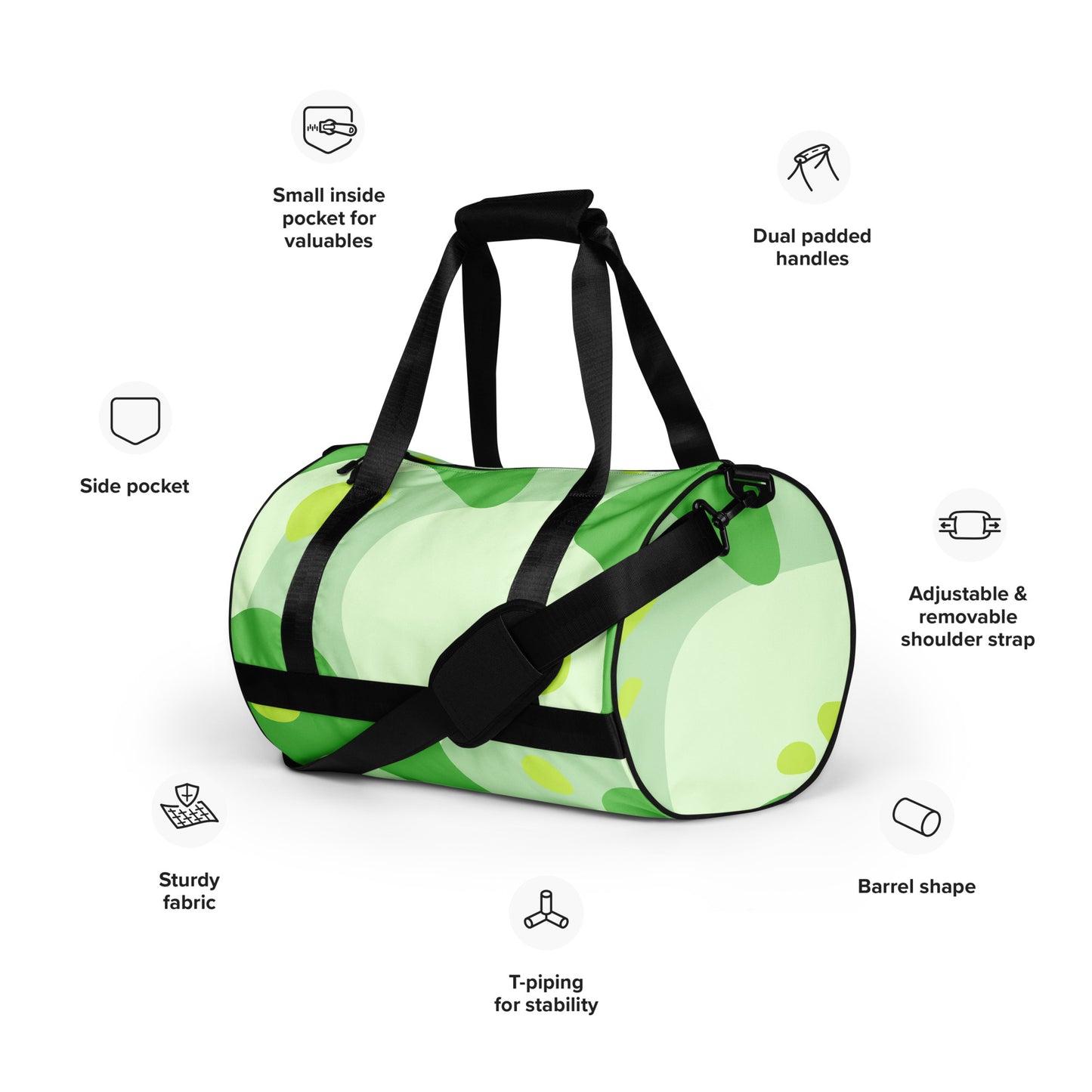 XPOLOX Green White gym bag