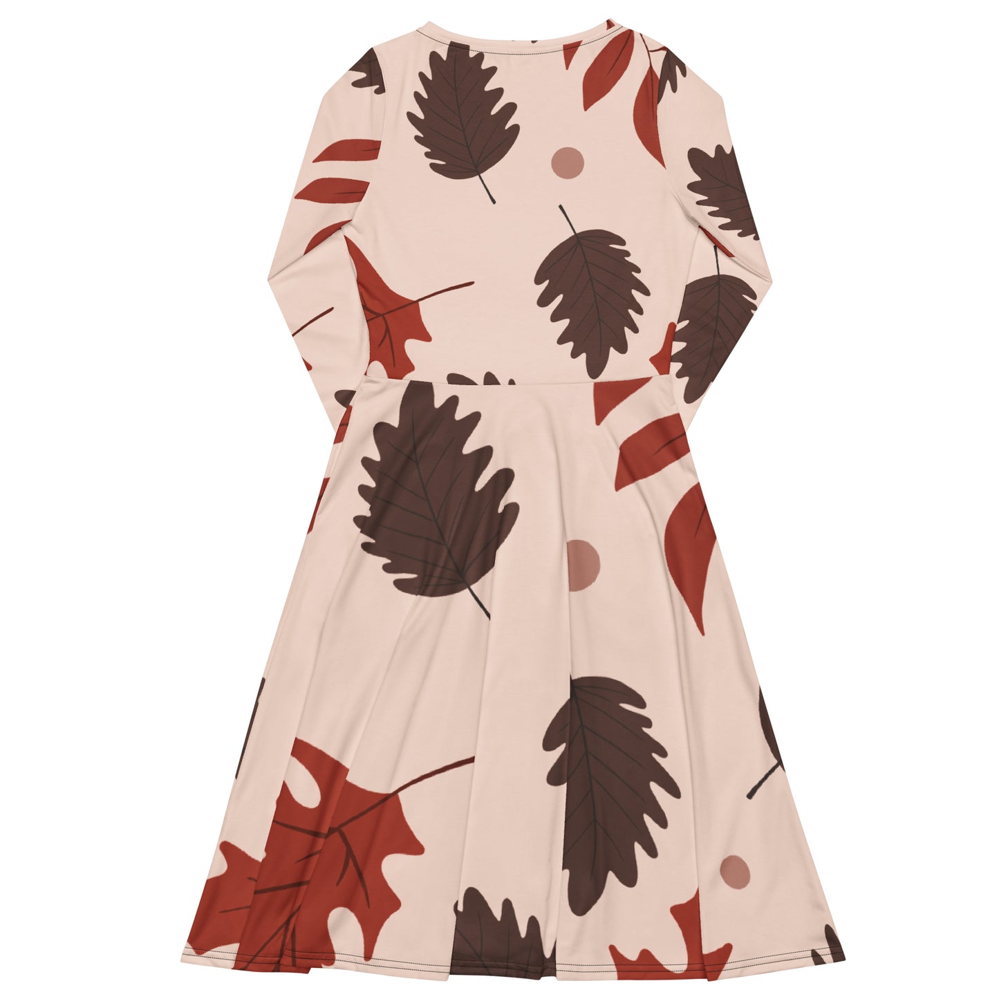 XPOLOX Brown Leafy  sleeve midi dress