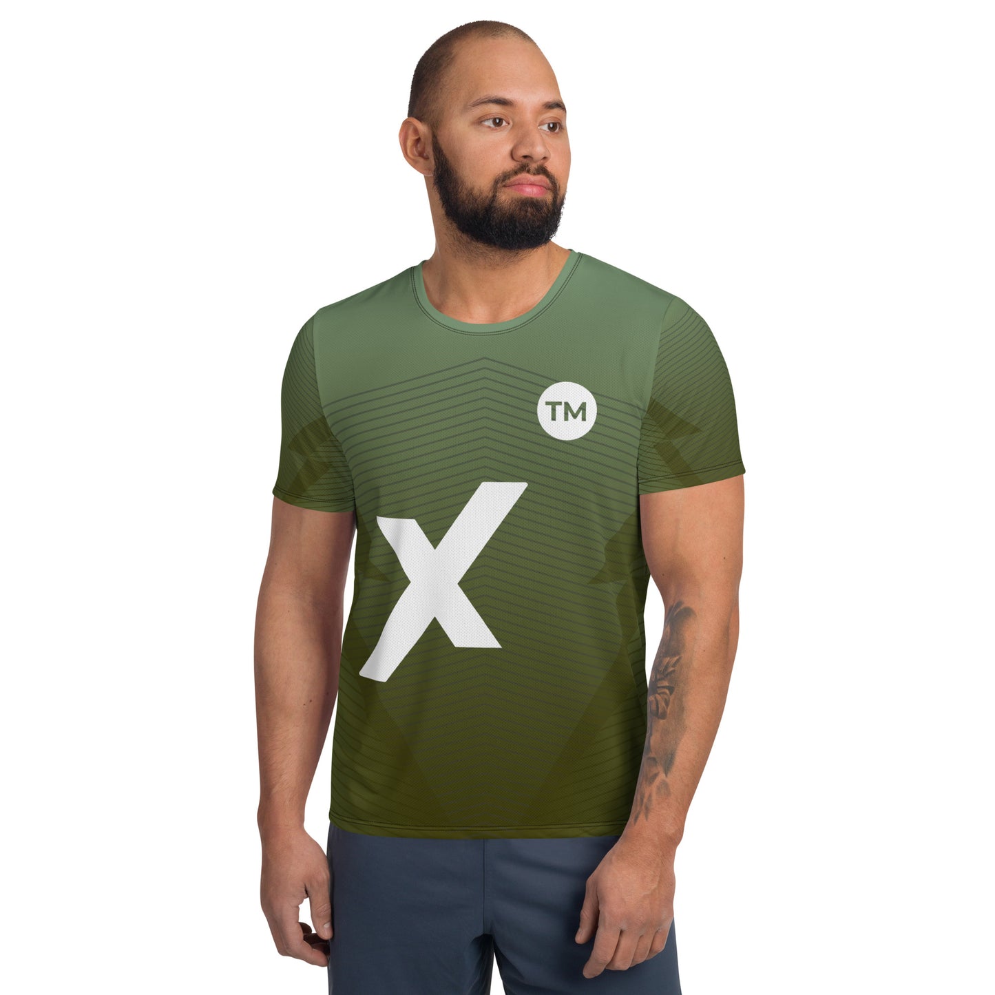 XPOLOX Green Black Line  Men's Athletic T-shirt