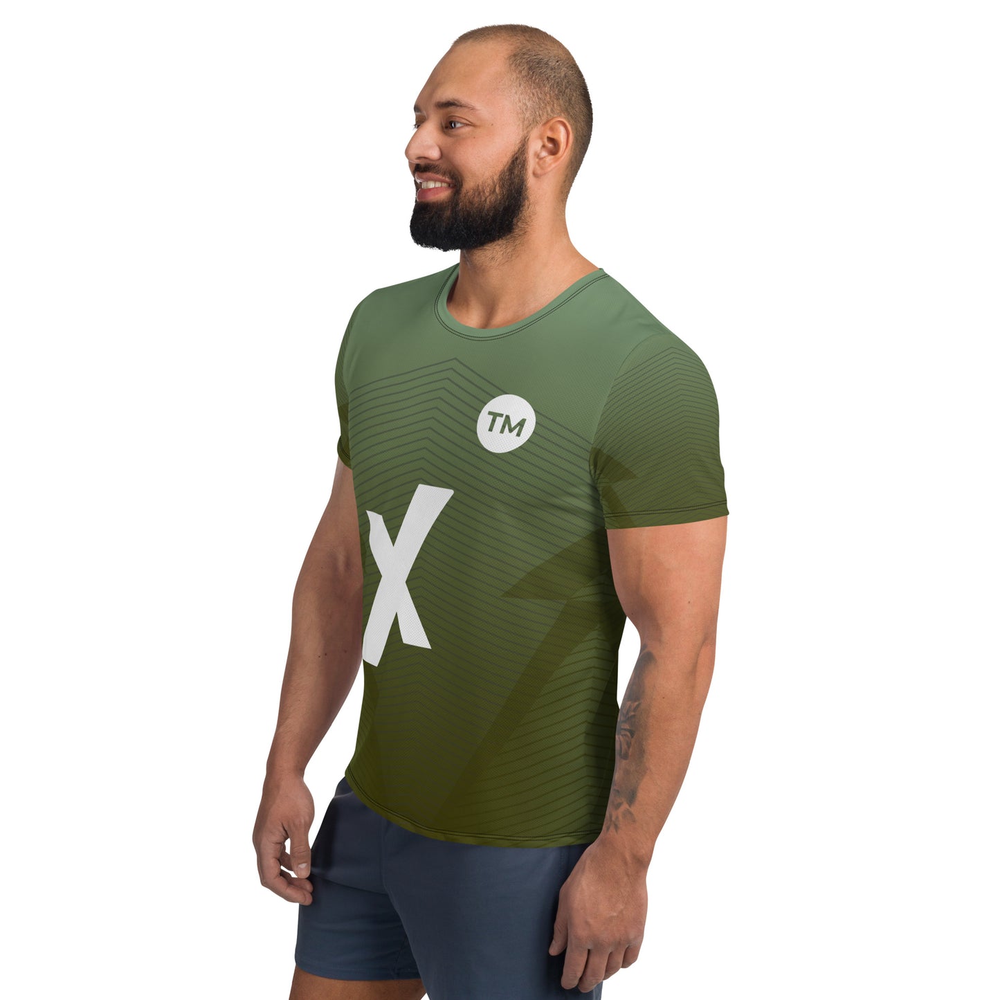 XPOLOX Green Black Line  Men's Athletic T-shirt