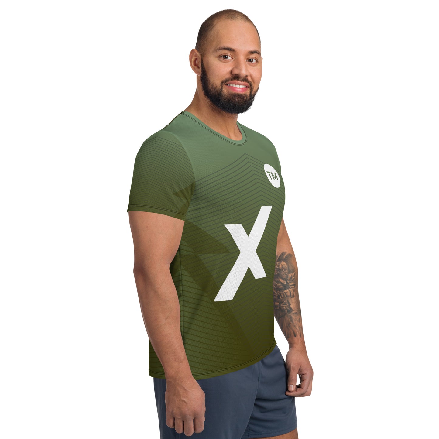 XPOLOX Green Black Line  Men's Athletic T-shirt