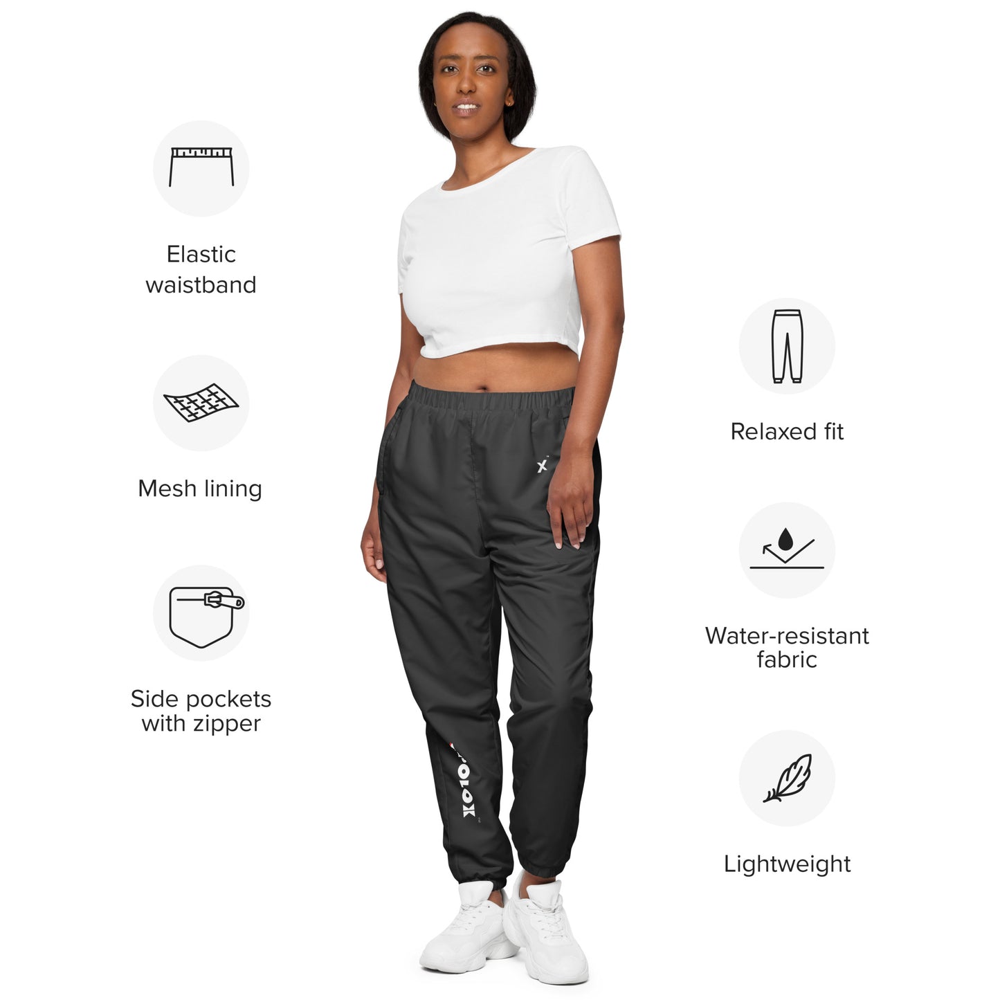 XPOLOX Black Unisex track pants