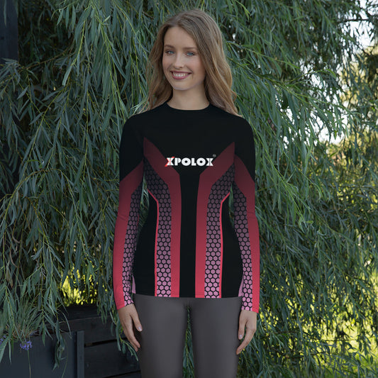 XPOLOX Black Red Women's Rash Guard